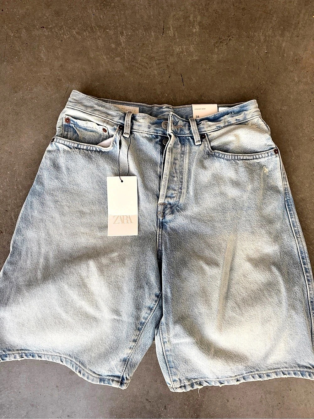 Zara Straight Short Denim Jean Shorts Blue Size 30 NWT